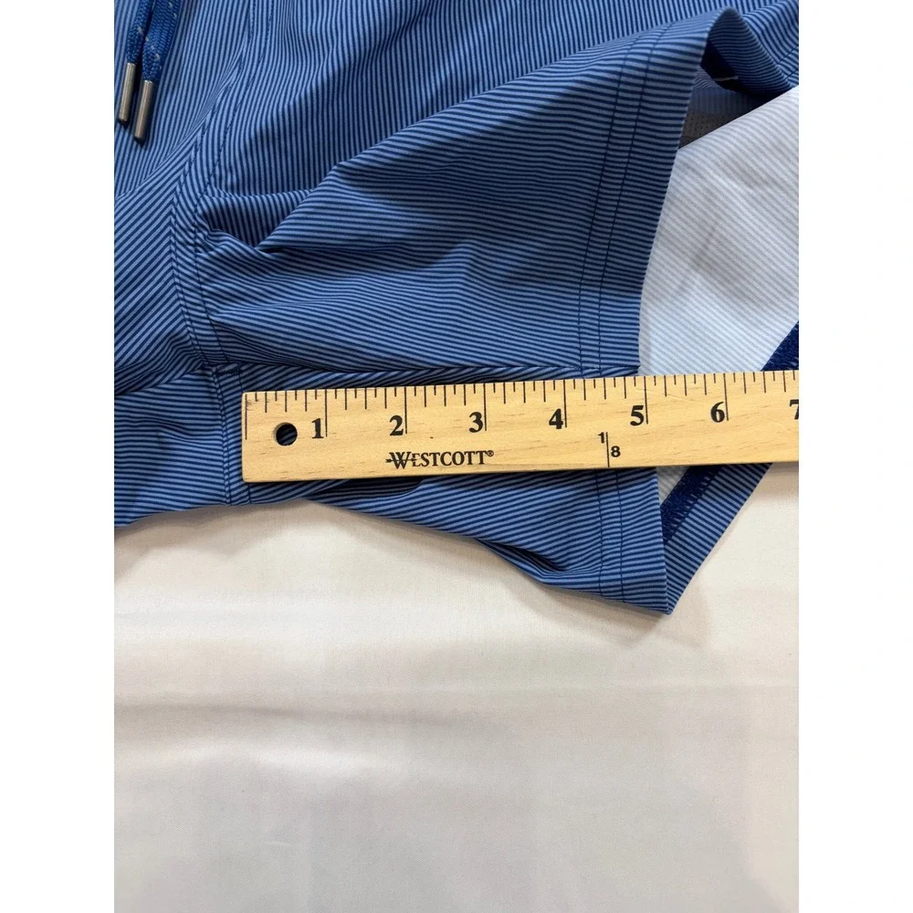 Quince Mens Blue Pinstripe Swim Shorts Trunks Mesh Lining Size L Quick Dry